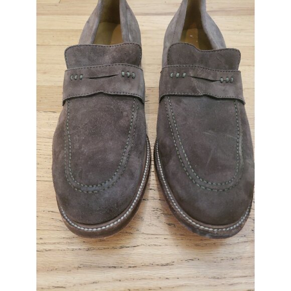 BILLY REID Brown Suede Mens Loafers Dress Shoes Sz 10 Handmade Italy Leather main image 8